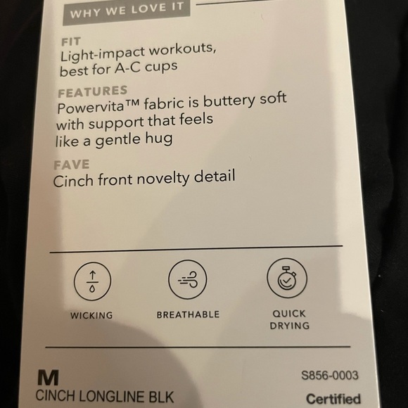 NWT Athleta A-C Cinch Longline Bra Medium Black - Picture 4 of 5